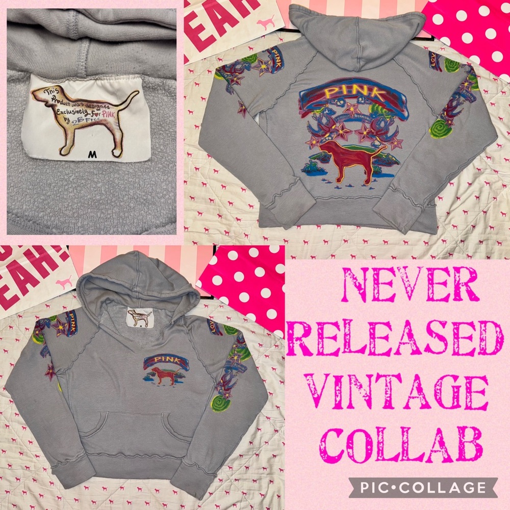 VS PINK X 2BFREE VINTAGE Y2K UNRELEASED SAMPLE HOODIE TATTOO GRAPHIC RARE HTF M